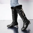 thumbnail image 2 of hopeusnice Women's Knee High Boots Fuzzy Fleece Lined Winter Warm Boots Comfortable Fashion Boots Low Heel Buckle Zipper Boots Black 43, 2 of 7