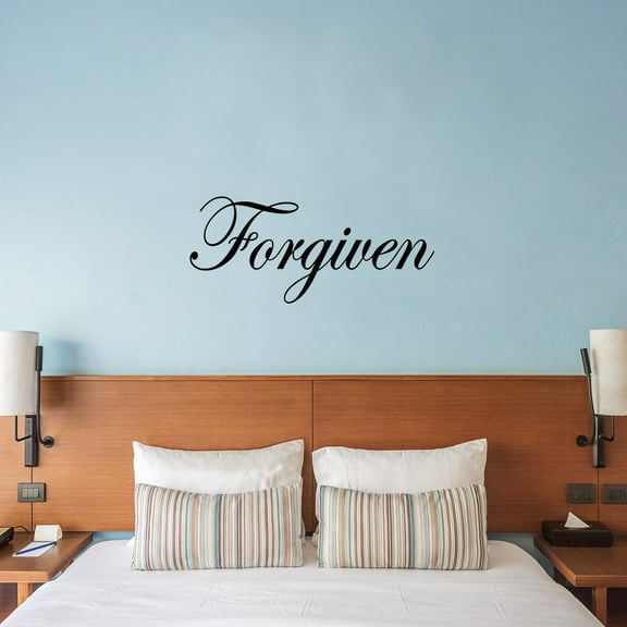 VWAQ Forgiven Wall Quote Decal Inspirational Sticker Vinyl Wall Art Religious Faith Lettering (10"H x 22"W Black)