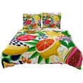 thumbnail image 1 of Elegante juego de funda nórdica para cama, juego completo en 3D, funda nórdica, funda de almohada, microfibra de poliéster, cremallera, estampado de frutas (3 piezas), Fruit Feast, 1 of 4