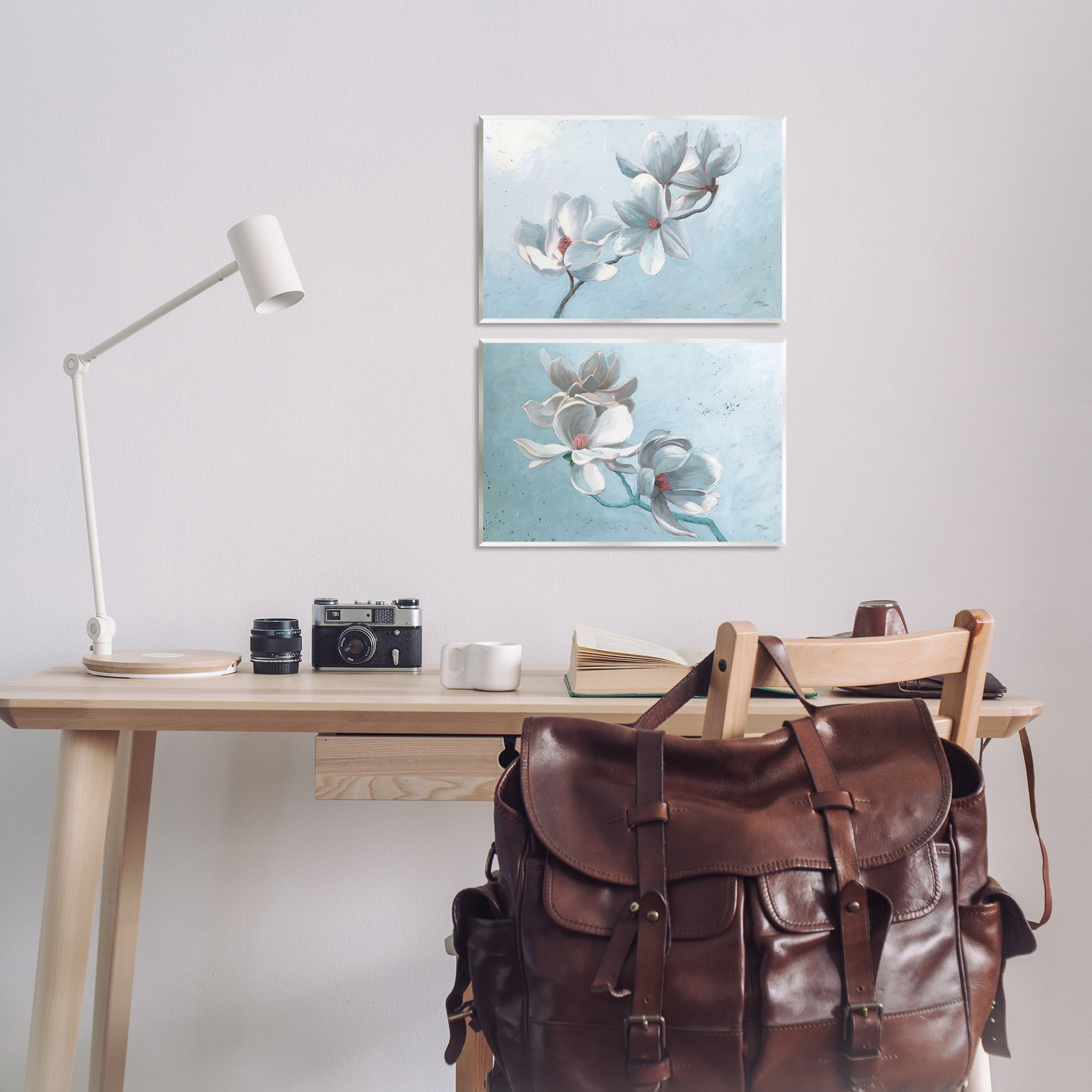 Stupell Industries Single Magnolia Branch Blossoms Plants & Flowers Painting Unframed Art Print Wall Art, 19 x 13, Set of 2