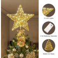 thumbnail image 2 of Qoosea Christmas Star Tree Topper, 10" Gold Glitter Sparkle Star Ornament Metal Hollow Designed Built-in 20 LED String Lights for Indoor Office Christmas New Year Holiday Tree Decoration, 2 of 5