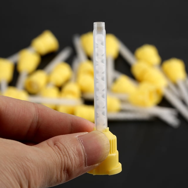 50 Puntas De Impresión Dentales Intraorales, Campos Dentales Desechables, Grapas Dentales, Puntas De Mezcla De Silicona Dental Desechables De 70 Mm 4,2 Mm 1: 1