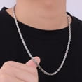 thumbnail image 4 of 3mm Rope Chain Necklace for Men, Silver Tone Mens Chain Necklace, Stainless Steel Necklace Chain for Men Women, 4 of 15