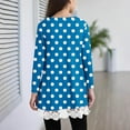 thumbnail image 4 of aohooy Little Girl Shirts Polka Dot Long Sleeve Crewneck Tunic Lace Trim Hem Trendy Blouses Cute Fall Pullover Loose Soft Tops Blue,12-13Years, 4 of 6
