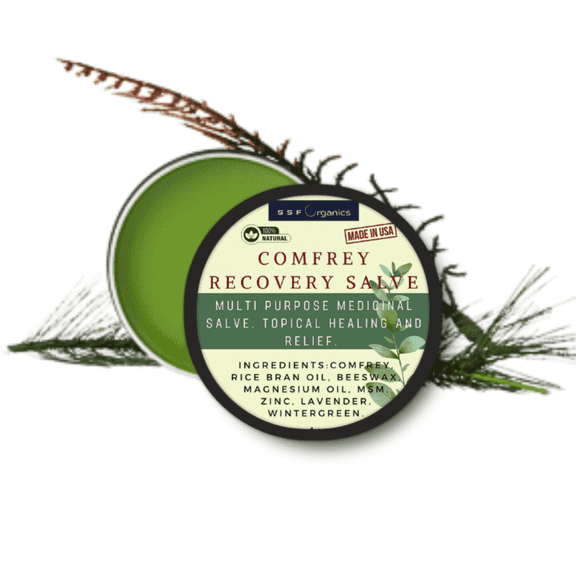 SSF Organics Comfrey Skin,  Muscle , and Joint Recovery Salve | Multi Purpose  Natural Relief and Healing  | Soothe. Heal. Restore. 2 oz.