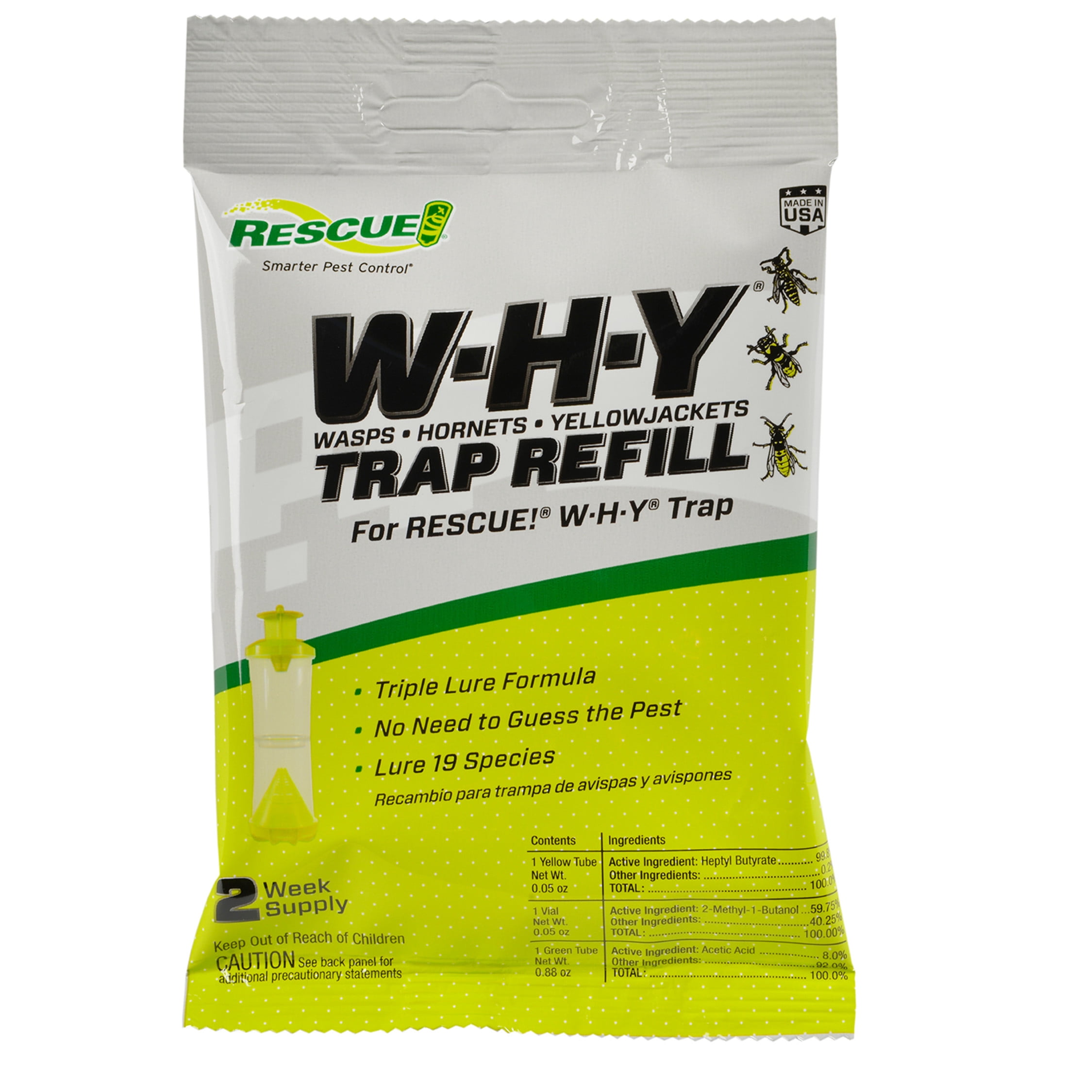 (2 pack) RESCUE! Non-Toxic Wasp, Hornet, Yellowjacket Trap (WHY Trap) Attractant Refill - 2 Week Refill