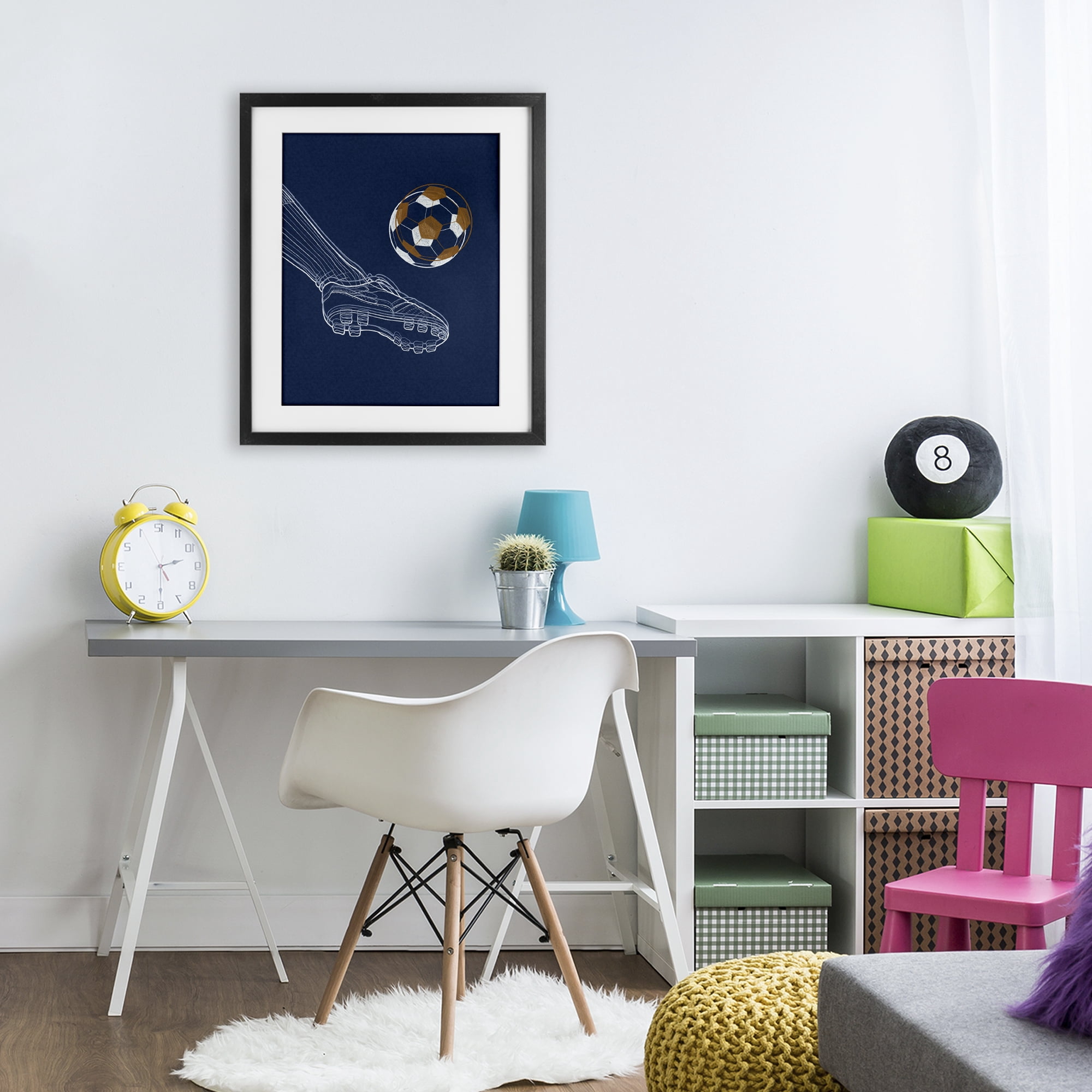 Stupell Industries Soccer Lines Contour Black Framed Print Under Glass, design by Marcus Prime