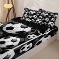 thumbnail image 3 of Homewish Football Sport Game Zipper Twin Comforter Sets with Fitted Sheet and 2 Pillowcases,Soccer Ball Gaming Zipper Bedding Set For Kids Boys,Black Reversible,4 Pieces, 3 of 7