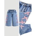 thumbnail image 2 of OYYN Girls Jean Shorts Y2K Cute Baggy Bow Shorts Summer Casual Wide Leg Comfort Flex Waistband Jean Short for School Street Skateboarding Clothing, 2 of 6
