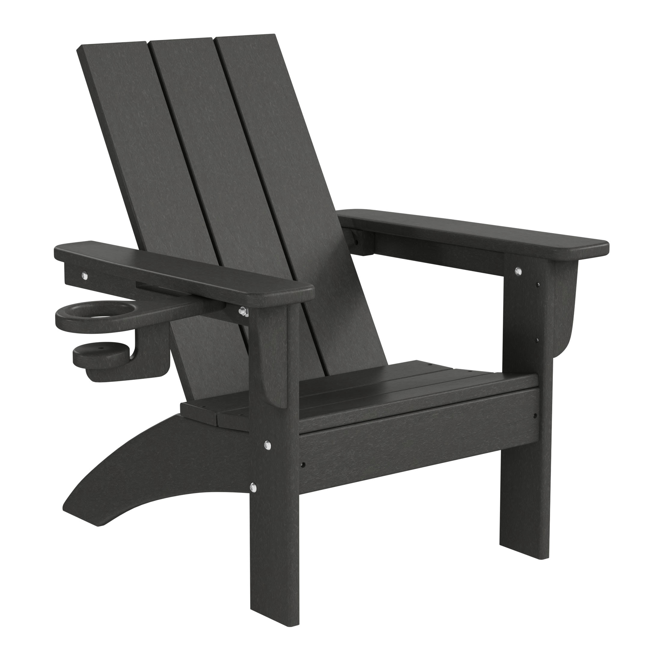 WestinTrends Ashore 3-Piece Kids HDPE Modern Adirondack Chairs Set with Square Side Table and Cup Holders, Gray