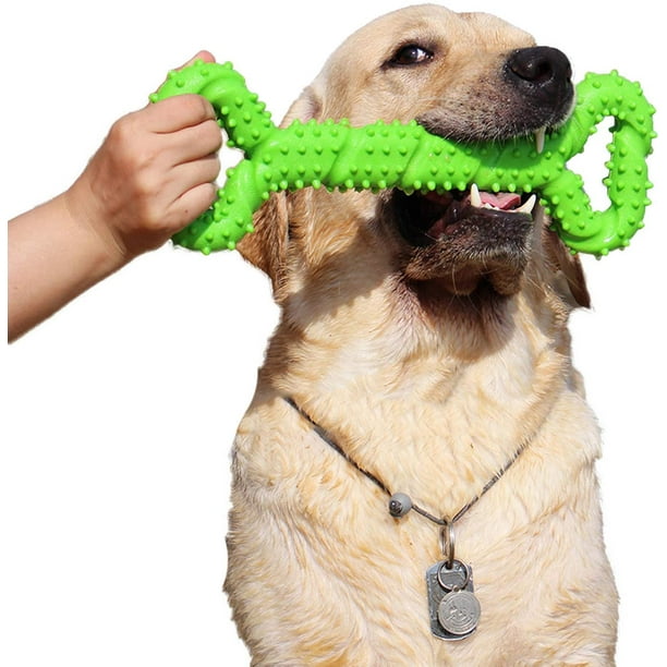 Juguetes para masticar para perros Cachorros de juguete para perros con forma de hueso de goma duradera de 13 pulgadas con diseño convexo Juguete interactivo fuerte para perros para masticadores agresivos, perros pequeños y grandes JM