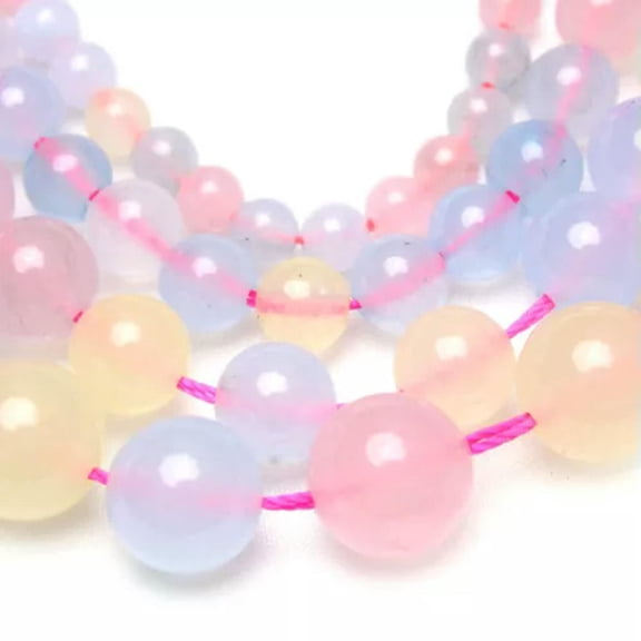 HOOUN Natural Gemstones Morganite Round Gemstone Beads 6mm 8mm 10mm 12mm 15"-8 mm