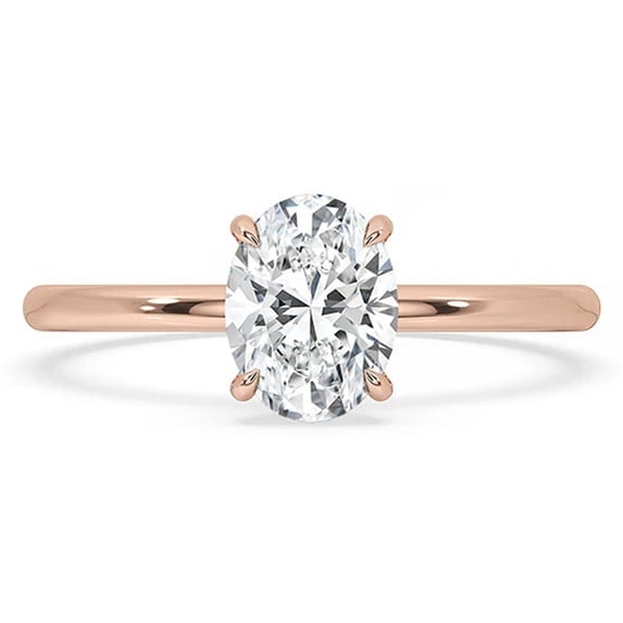 ZELSU 2.00 CT Oval Cut Moissanite Solitaire Ring in Rose Gold Prong Setting