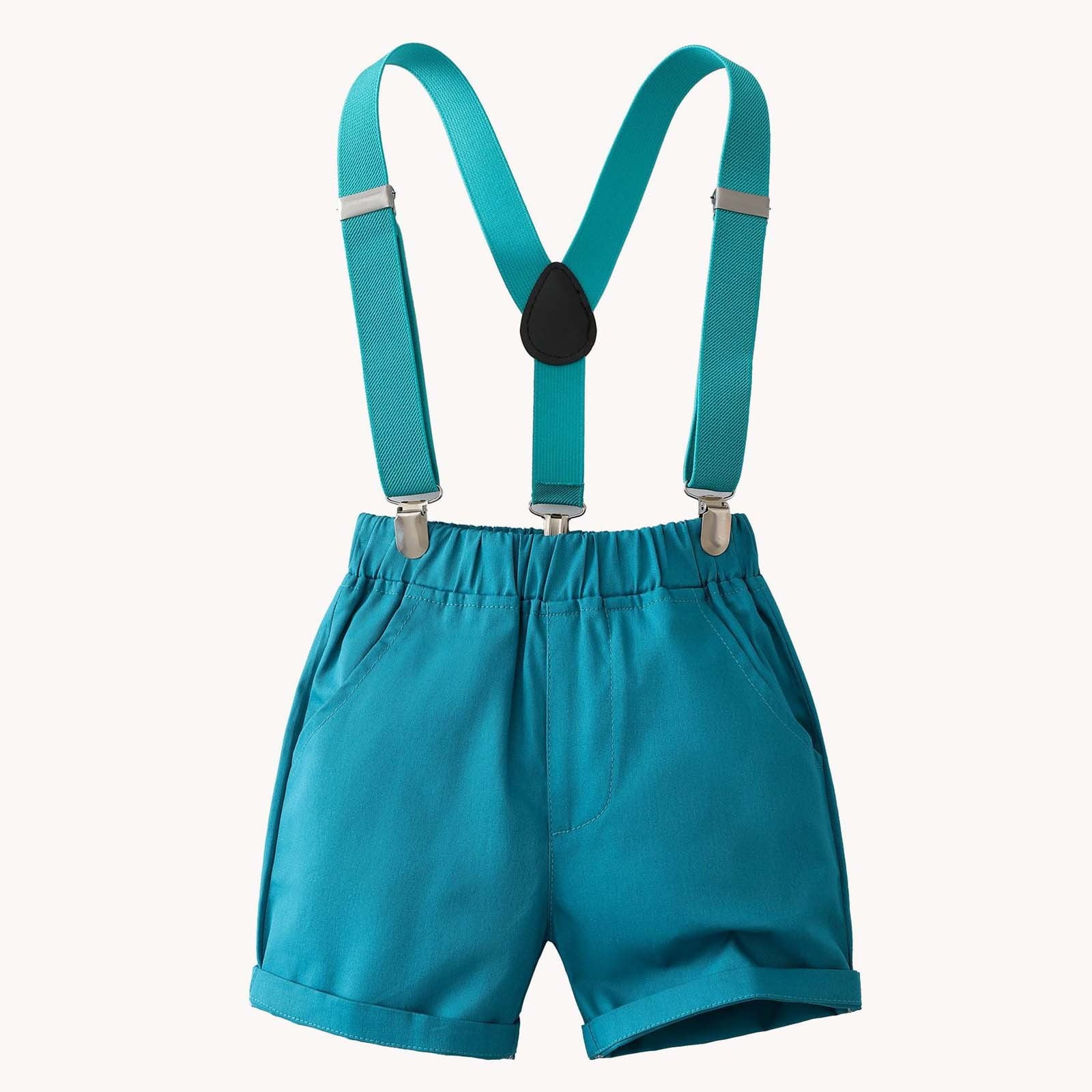 TBWNWG Baby Wedding Outfit Boy,Baby Boys Gentleman Shorts Sets, Outfits Suits, Shirt+Shorts+Bow Tie+Suspenders for 5-6 Years