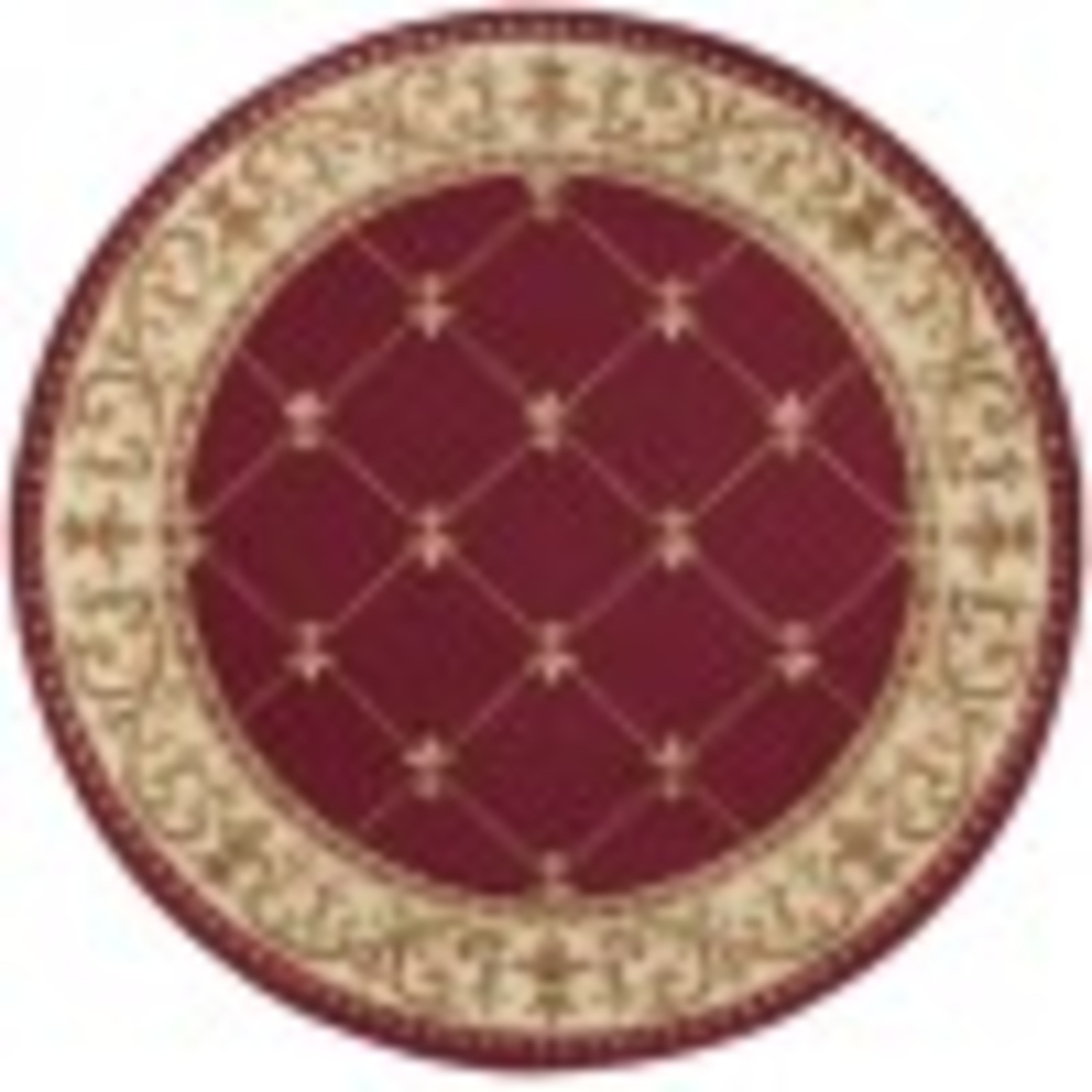 Sensation Traditional 5' Round Red and Beige Polypropylene Indoor Area Rug
