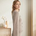 thumbnail image 6 of Women Sweater Coat Round Neck Long Sleeve Single Breasted Knitting Tops Solid Color Slim Fit Ribbed Trim Knitwear with Pockets, 6 of 8