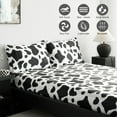 thumbnail image 4 of ANMINY Satin Sheets King Silk Sheets Cow Pattern Bed Sheet Set Deep Pocket Bed Flat Fitted Sheet, 4-Pieces, 4 of 10
