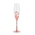 thumbnail image 2 of Copas de champán de tallo largo sopladas a mano, elegante copa en forma de corazón para brindis rosa áurea, 2 of 9