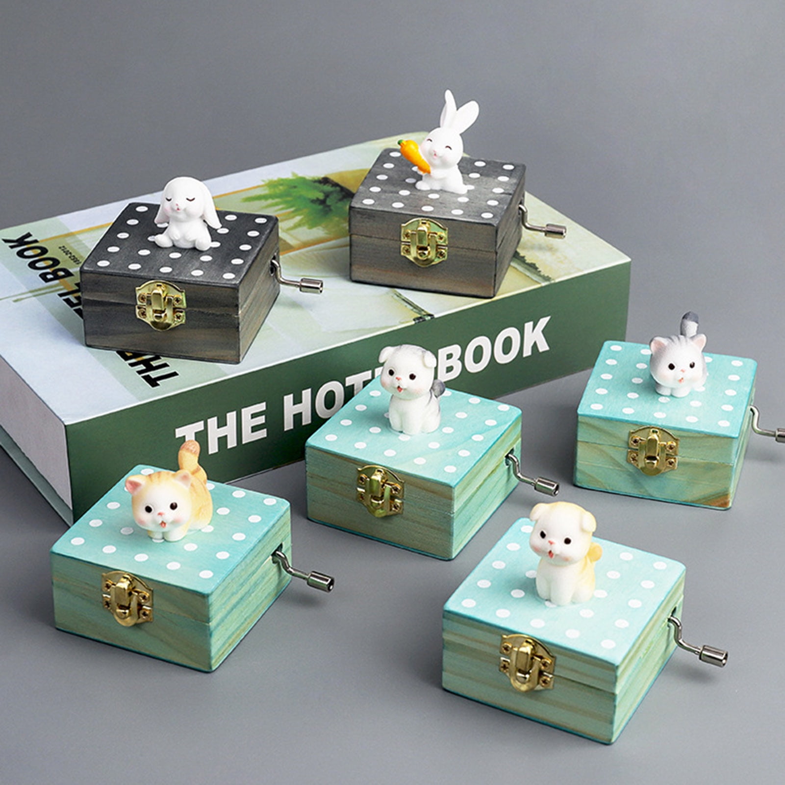 BetterZ Music Box Hand Cranked Animal Statue Vintage Exquisite Engraved