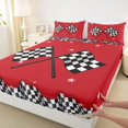 thumbnail image 3 of Homewish Raceing Flag Bed Sheets,Classic Checkerboard King Sheets,Red White Black Sheet Set For Boys Kids,Microfiber Bedroom Decor,4 Pieces, 3 of 7