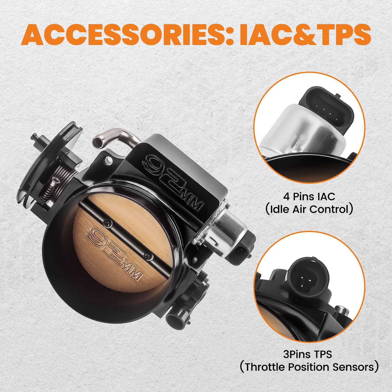 Maxpeedingrods 92mm Throttle Body for LSX LS1 LS2 LS3 LS6 LS7 for GM Gen III with TPS IAC 4 Bolt