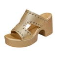 thumbnail image 4 of Xucatan Womens Chunky Heel Sandals with Cutout Design, Punk Rock Embellished Footwear for Concerts Dating Shopping Events Gift, 4 of 9