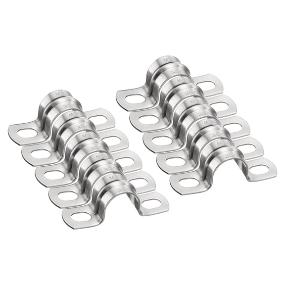 Uxcell 10pcs 3/16" 18mm Conduit Clamps, M18 U Tube Pipe Clamp, Stainless Steel Rigid Pipe Strap, U Shaped Bracket with Two Hole, Thick