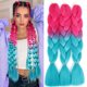 thumbnail image 1 of Cabello trenzado Ombre de 24 pulgadas, cabello trenzado de colores, trenzas de burbujas preestiradas, extensiones de cabello, 3 piezas de cabello trenzado Jumbo (rosa melocotón/azul lago), 1 of 5