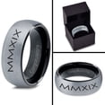 thumbnail image 4 of Tungsten Congrats Grad Class Of 2019 Roman Numerals Engraved Band Ring 8mm Men Women Comfort Fit Black Dome Brushed Gray Polished, 4 of 4