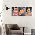 thumbnail image 3 of Astronaut Wall Art Space Adventure Posters Whimsical in Space Pictures Funny Cat Canvas Wall Decor Cute Pink Cat Prints Painting Colorful Kids and Nursery Art(Framed canvas), 3 of 6