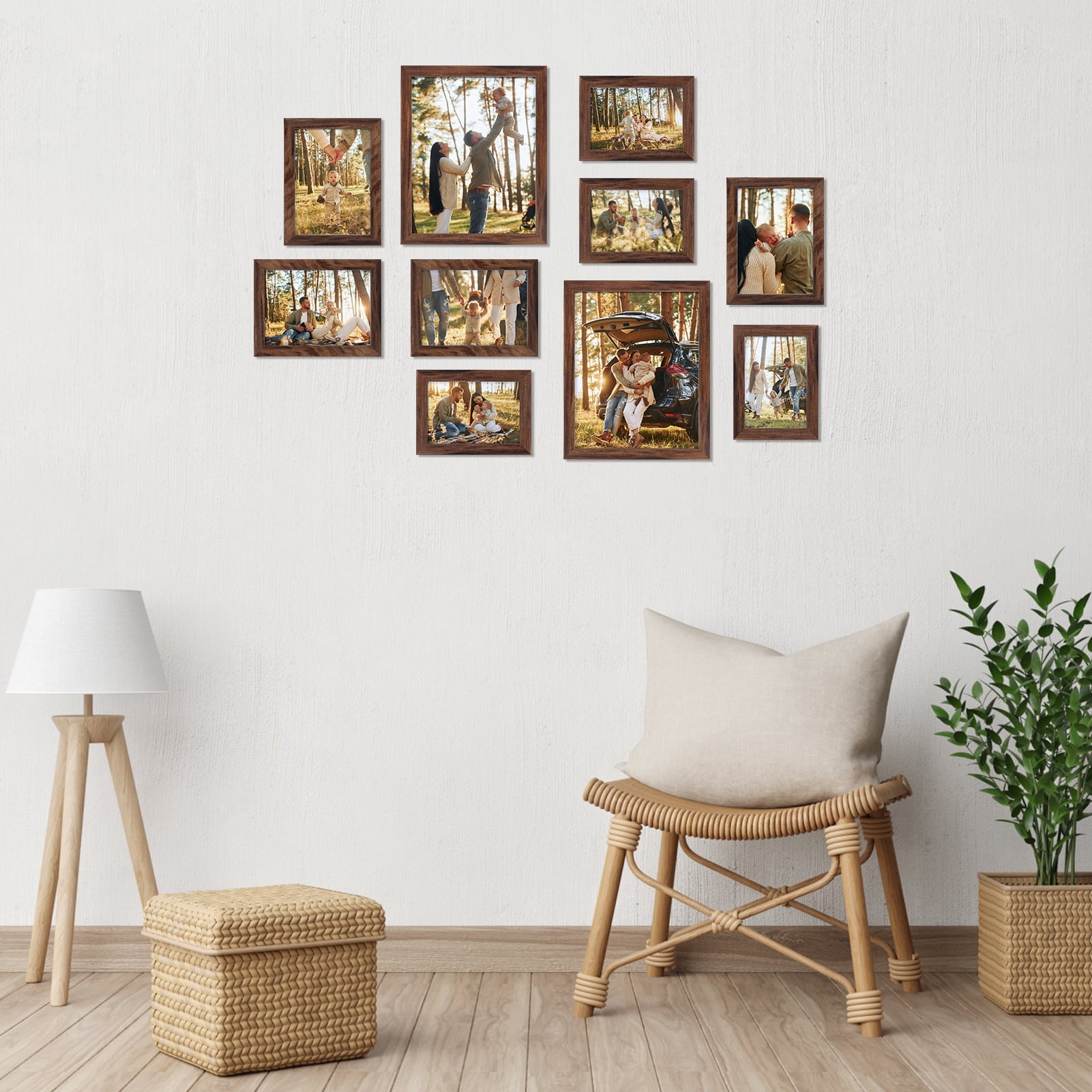 Gallery Set of 10 Picture Frames, Modern Contemporary Style, Multi-Size Frames, Maestro Collection, Brown(Four-4x6+Four-5x7+Tow8x10)
