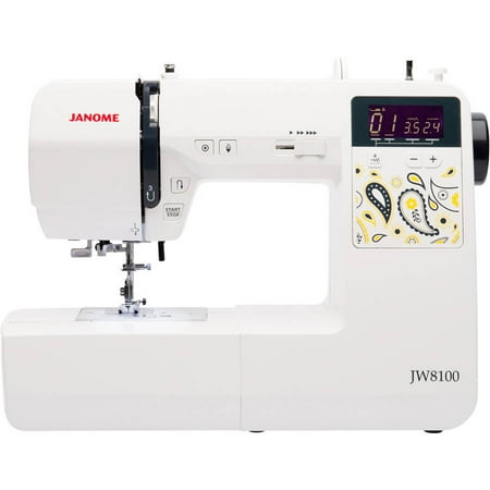 Janome JW8100 Fully-Featured Computerized Sewing Machine with 100 Stitches, 7 Buttonholes, Hard Cover, Extension Table and 22 (Best Mid Range Sewing Machine)