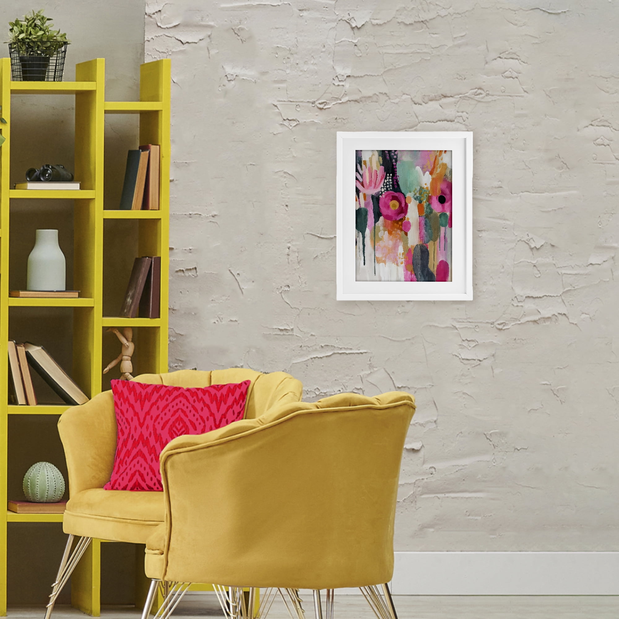 Stupell Industries Dripping Blooms Cascade White Framed Print Under Glass, design by Riley B