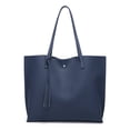 thumbnail image 1 of Dreubea Bolso de hombro de piel sintética suave para mujer, bolso de mano con borlas de gran capacidad, 1 of 5