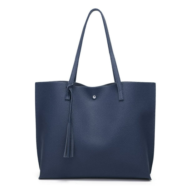 Dreubea Bolso de hombro de piel sintética suave para mujer, bolso de mano con borlas de gran capacidad