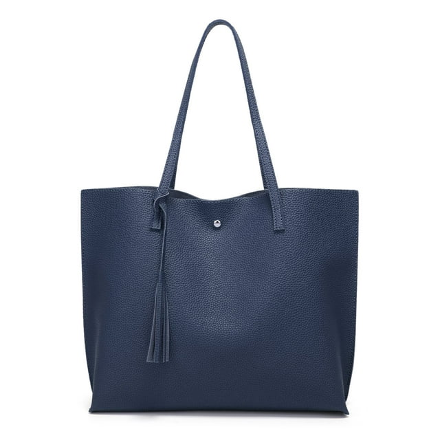 Dreubea Bolso de hombro de piel sintética suave para mujer, bolso de mano con borlas de gran capacidad