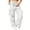 White, variant on DeHolifer Womens Cargo Pants Plus Size Solid Color Elastic Waisted Casual Ttrousers with Pocket Khaki 3XL
