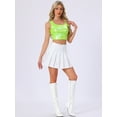 thumbnail image 2 of DARING DIVA Women's U Neck Sleeveless Clubwear Metallic Crop Top M Shiny Yellow, 2 of 5