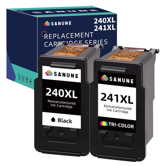SANUNE Cartouche d'Encre Remanufacturée de Remplacement pour Canon 240TG 241TG Paquet Combo pour MG3620 MG3600 MG3520 MG3222 TS5120 MX472 MX452 MX532 Impression Canon