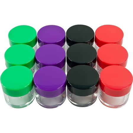 12pc 20ml Clear Storage Jars Colored Lids by