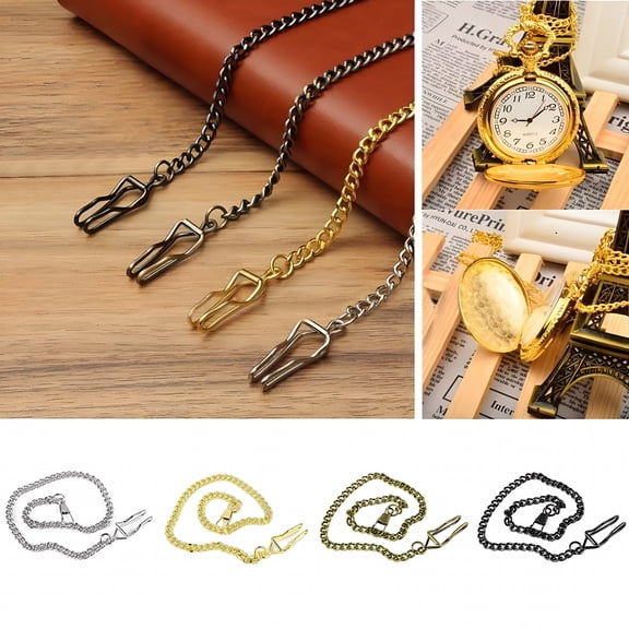 DESIGNICE 2Pcs Women/Men Pocket Watch Chain, Fashion Vintage Alloy Chain 4 Colors