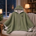 thumbnail image 3 of QISIWOLE Green Heated Hooded Shawl Wrap For Women, 3 Heat Settings Fast Heating, 4.8 ft x 31.5 in Cotton Blend Heated Blanket, For Home Office Travel Winter Warmth, 3 of 5
