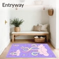 thumbnail image 3 of ODIKA 4'x6' Machine Washable Non-Slip Area Rug, Whimsy Cloud Interlocking ABCs with Starlit Swirl Accents High Traffic Rug with Pad, Purple, 688985, 3 of 8