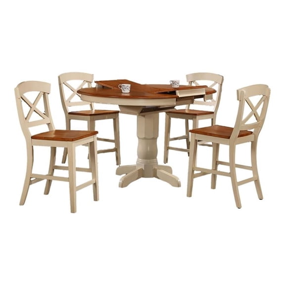 5-Pc X-Back Wood Dining Set in Caramel/Biscotti