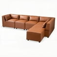 thumbnail image 4 of The Wexford Cognac Vegan Leather Modular Sofa - 92.5W x 59.1D x 27.2H for Living Room - Durable & Comfortable, 4 of 5