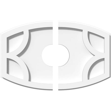 14"W x 9 3/8"H x 3"ID x 7 1/2"C x 1"P Kailey Architectural Grade PVC Contemporary Ceiling Medallion, Two Piece