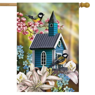 Briarwood Lane Peaceful Birdhouse Spring House Flag