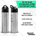 thumbnail image 3 of Slim Stainless Steel Water Bottles 25 oz, 6 pack, Reusable Gym Sports Bulk Pack, Silver, 3 of 5