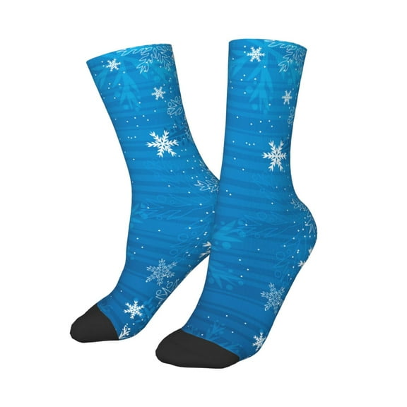Uemuo Blue Christmas Printed Kids Boys Socks Seamless Crew Socks Crazy Funny Athletic Sport Socks for Children