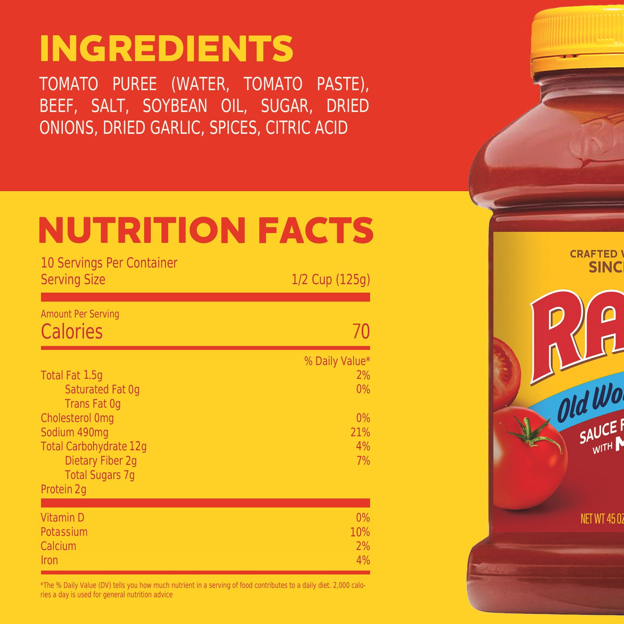 (6 pack) RAGÚ Old World Style Pasta Sauce, Flavored with Meat, 45 oz